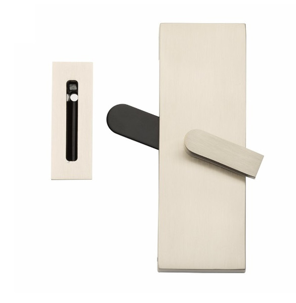 Emtek 222201US15 Modern Rectangular Barn Door Privacy Lock with Strike Satin Nickel Finish