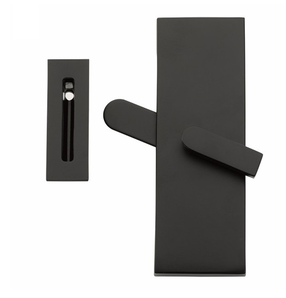 Emtek 222201US19 Modern Rectangular Barn Door Privacy Lock with Strike Flat Black Finish