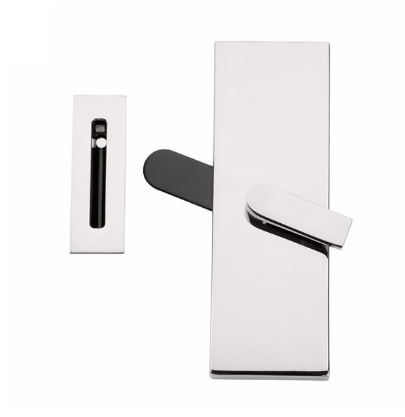 Emtek 222201US26 Modern Rectangular Barn Door Privacy Lock with Strike Polished Chrome Finish