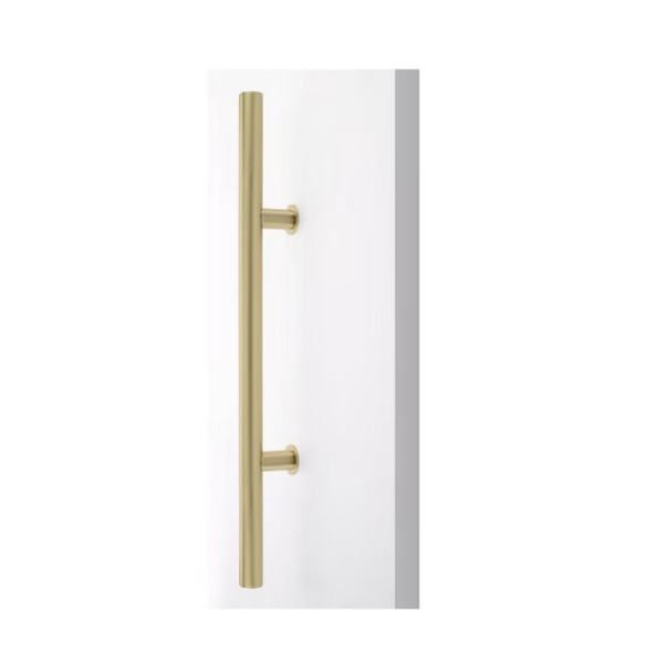 Emtek 86193SSPVD4 Round Profile 24" Overall Long Door Pull Satin Brass Stainless Steel Finish