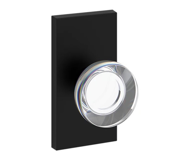 Baldwin Reserve PSCCYCFR190 Satin Black Passage Contemporary Crystal Knob with Contemporary 5" Rose