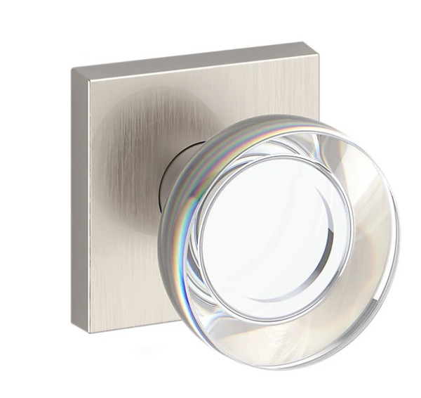 Baldwin Reserve PSCCYCSR150 Satin Nickel Passage Contemporary Crystal Knob with Contemporary Square Rose