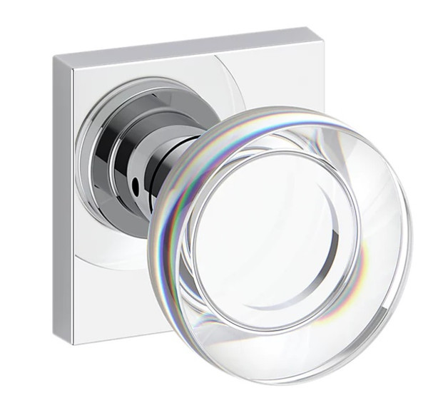 Baldwin Reserve FDCCYCSR260 Polished Chrome Full Dummy Contemporary Crystal Knob with Contemporary Square Rose