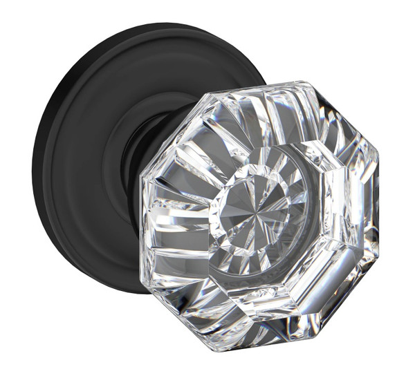 Baldwin 5080190FD-PRE Satin Black Fillmore Crystal Full Dummy Knob with 5048 Rose