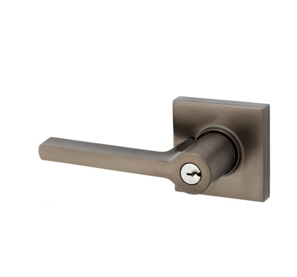 Baldwin 5285076LENT Lifetime Graphite Nickel Keyed Entry Square Lever with Square Rose (Left Handed)