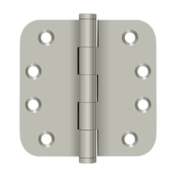 Deltana DSB4R5N15 Satin Nickel Residential 4” x 4” 5/8" Radius Corner Brass Hinge (NRP)