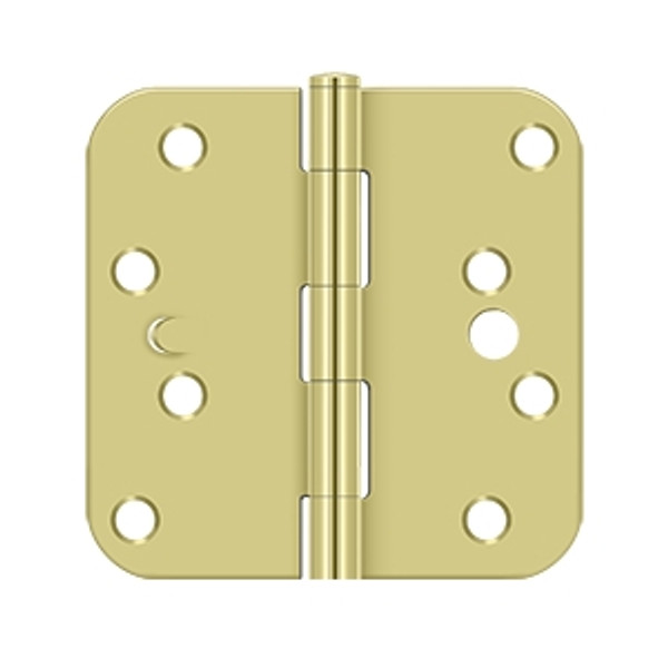 Deltana S44R53-SEC 4" x 4" x 5/8" Radius Hinge; Security Stud; Bright Brass Finish