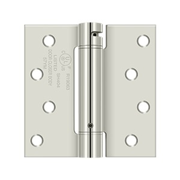 Deltana DSH44U14 Polished Nickel 4" x 4" Steel Square Corner Spring Hinge