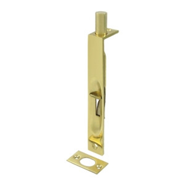 Deltana 6FBS3-UNL Unlacquered Brass 6" Flush Bolt Square