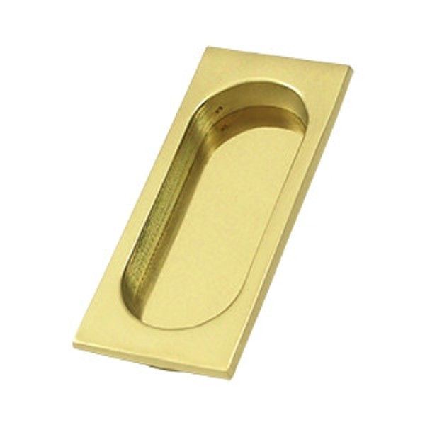 Deltana FP4134U3-UNL Unlacquered Brass Large Rectangular Flush Pull