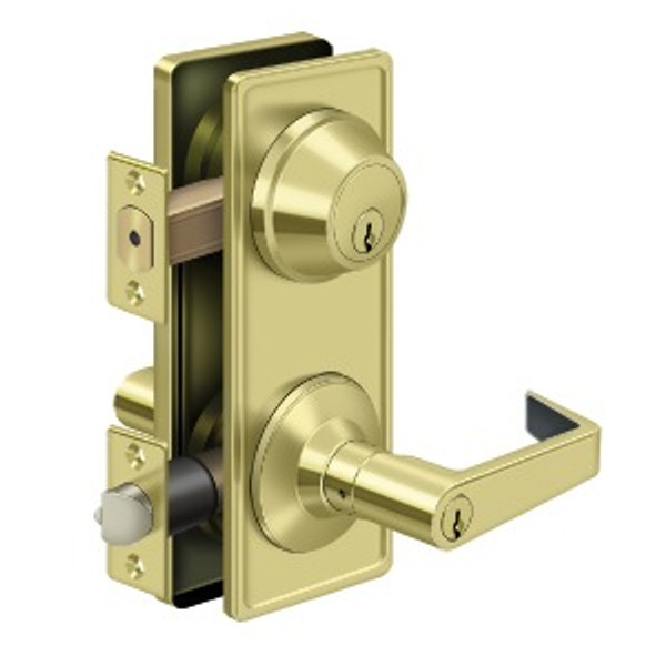 Deltana CL300ILC-3 Interconnected Lock Grade 2; Entry with Clarendon Lever; Bright Brass Finish