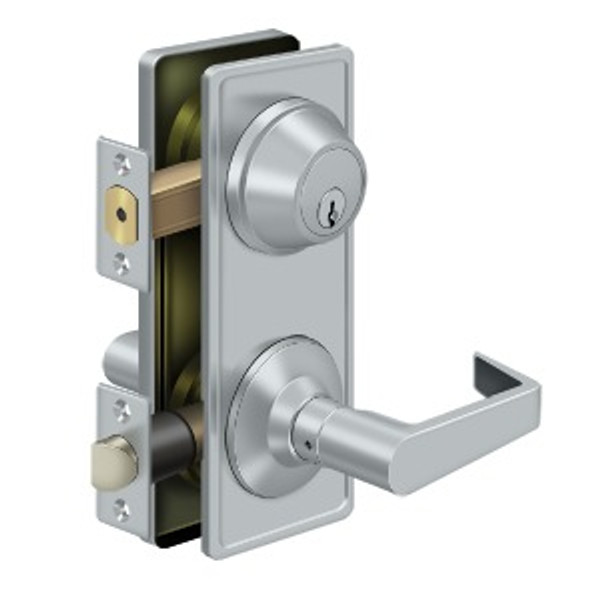 Deltana CL308ILC-26D Interconnected Lock Grade 2; Passage with Clarendon Lever; Satin Chrome Finish