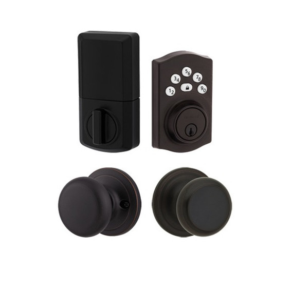 Kwikset 9240TRL/720H-11P Traditional Powerbolt Electronic SmartCode Deadbolt with Hancock Knob Venetian Bronze Finish