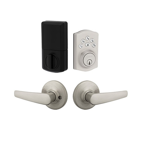 Kwikset 9240TRL/200DL-15 Traditional Powerbolt Electronic SmartCode Deadbolt with Delta Lever Satin Nickel Finish