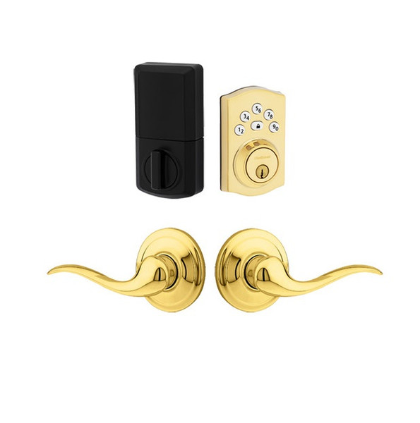 Kwikset 9240TRL-L03/720TNL-3 Traditional Powerbolt Electronic SmartCode Deadbolt with Tustin Lever Lifetime Brass Finish