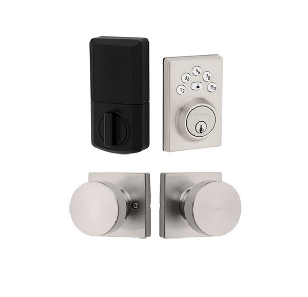 Kwikset 9240CNT/720PSKSQT-15 Contemporary Powerbolt Electronic SmartCode Deadbolt with Pismo Knob Satin Nickel Finish