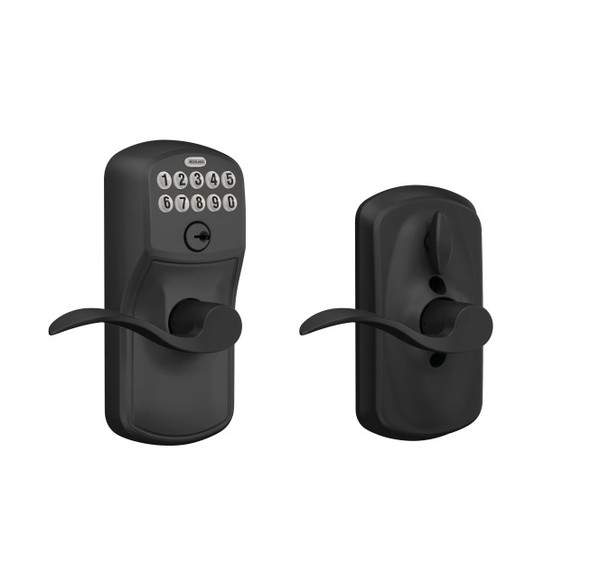 Schlage FE595PLY622ACC Matte Black Plymouth Accent Keypad Lock with Flex Lock