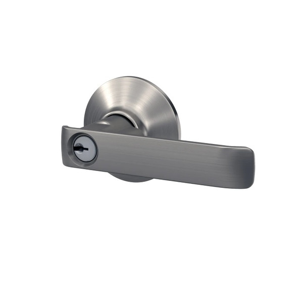 Schlage F51ACYB619KIN Satin Nickel Keyed Entry Clybourn Style Lever with Kinsler Rose