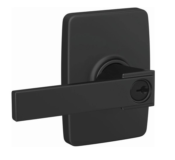 Schlage F51ANBK622GEE Northbrook Lever with Greene Rose Keyed Entry Lock Matte Black Finish
