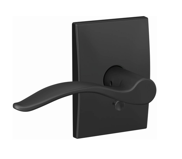 Schlage FC21PEN622CEN Pennant Lever with Century Rose Passage and Privacy Lock Matte Black Finish