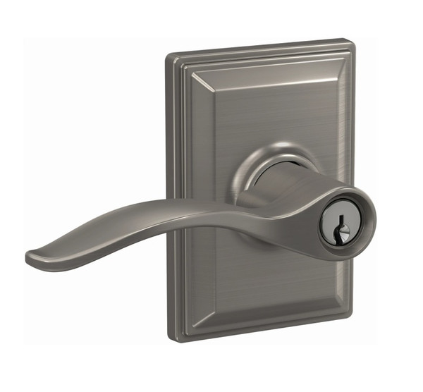Schlage F51APEN619GDV Satin Nickel Keyed Entry Pennant Style Lever with Grandville Rose