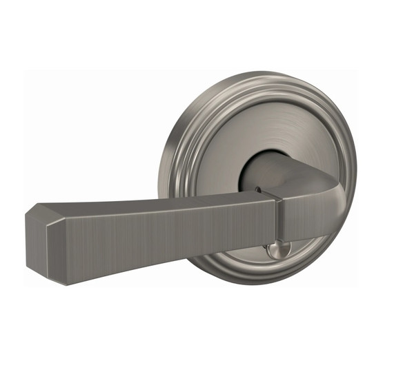 Schlage FC21RVT619IND Rivington Lever with Indy Rose Passage and Privacy Lock Satin Nickel Finish