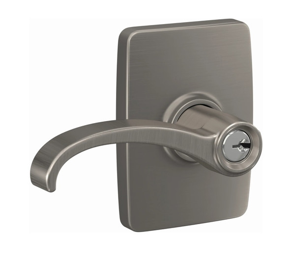 Schlage F51AWIT619GEE Whitney Lever with Greene Rose Keyed Entry Lock Satin Nickel Finish