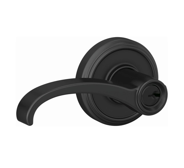Schlage F51AWIT622IND Whitney Lever with Indy Rose Keyed Entry Lock Matte Black Finish