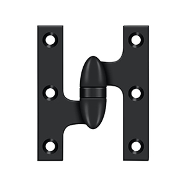Deltana OK3025B19-L Flat Black 3" x 2-1/2" Olive Knuckle Brass Hinge (Left)
