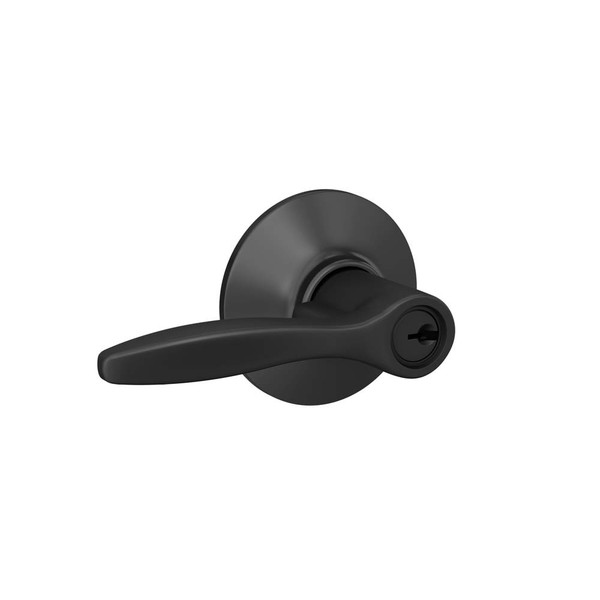 Schlage F51ADEL622 Matte Black Keyed Entry Delfayo Style Lever