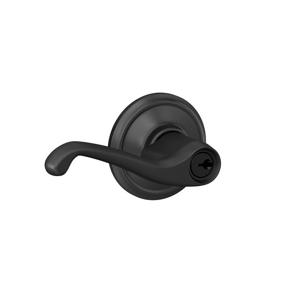 Schlage F51AFLA622 Matte Black Keyed Entry Flair Style Lever