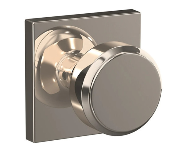 Schlage FC21BWE618COL Bowery Knob with Collins Rose Passage and Privacy Lock Polished Nickel Finish