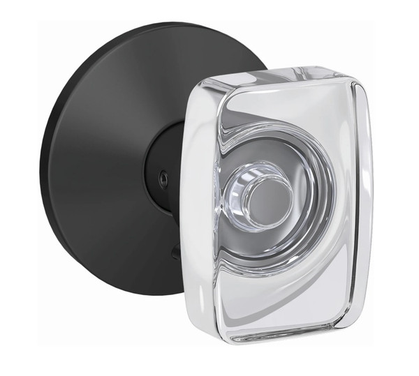Schlage FC21CAN622KIN Caine Knob with Kinsler Rose Passage and Privacy Lock Matte Black Finish