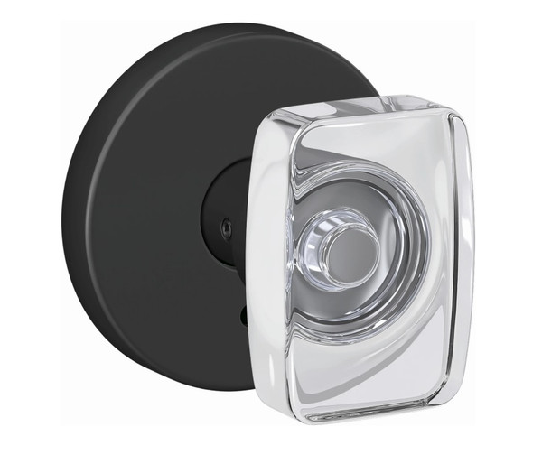 Schlage FC21CAN622HOW Caine Knob with Howe Rose Passage and Privacy Lock Matte Black Finish