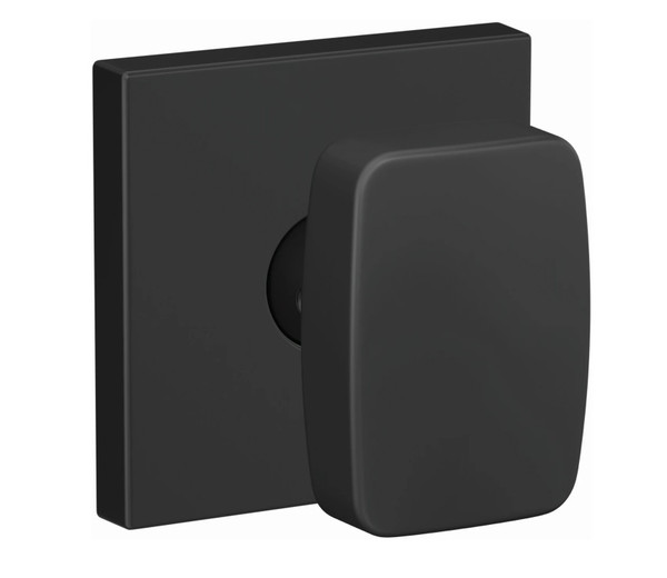 Schlage FC21NIX622COL Nixon Knob with Collins Rose Passage and Privacy Lock Matte Black Finish