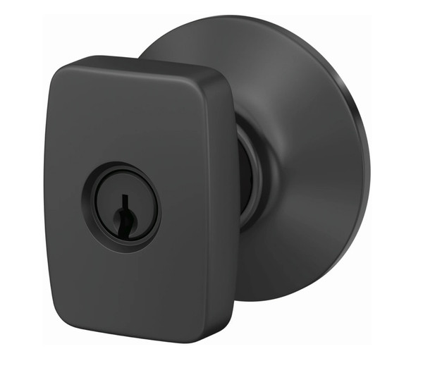 Schlage F51ANIX622KIN Matte Black Keyed Entry Nixon Style Knob with Kinsler Rose