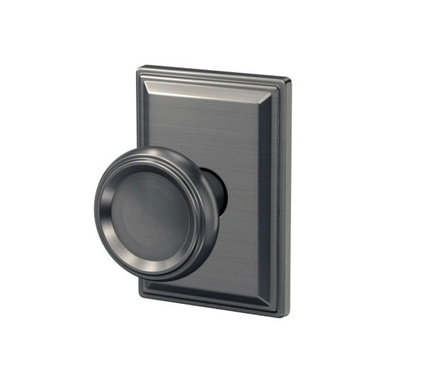 Schlage FC21OFM619GDV Offerman Knob with Grandville Rose Passage and Privacy Lock Satin Nickel Finish