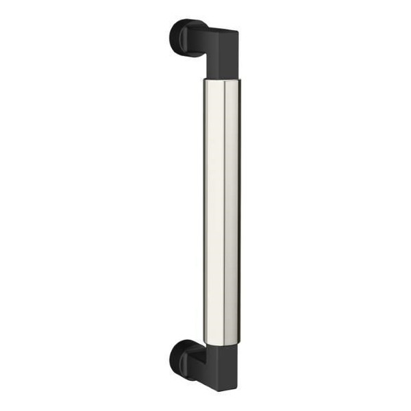 Baldwin 2579M02 8" Contemporary Door Pull with Lifetime Bright Nickel Pull Grip On The Satin Black Finish