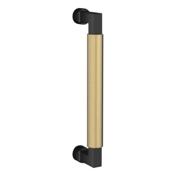 Baldwin 2579M04 8" Contemporary Door Pull with Lifetime Satin Brass Pull Grip On The Satin Black Finish