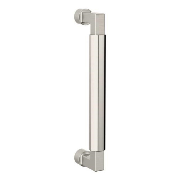 Baldwin 2579M09 8" Contemporary Door Pull with Lifetime Bright Nickel Pull Grip On The Lifetime Satin Nickel Finish