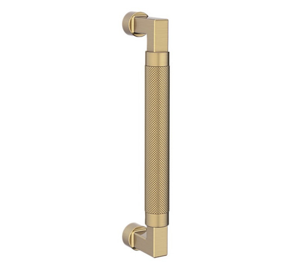 Baldwin 2580044 8" Contemporary Knurled Grip Door Pull with Lifetime Satin Brass Finish