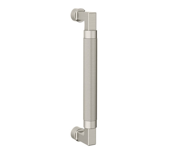 Baldwin 2580056 8" Contemporary Knurled Grip Door Pull with Lifetime Satin Nickel Finish