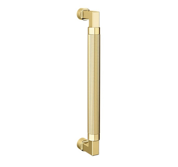 Baldwin 2582031 10" Contemporary Knurled Grip Door Pull Unlacquered Brass Finish