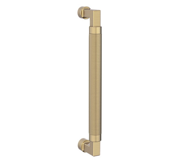 Baldwin 2582060 10" Contemporary Knurled Grip Door Pull with Satin Brass & Brown Finish