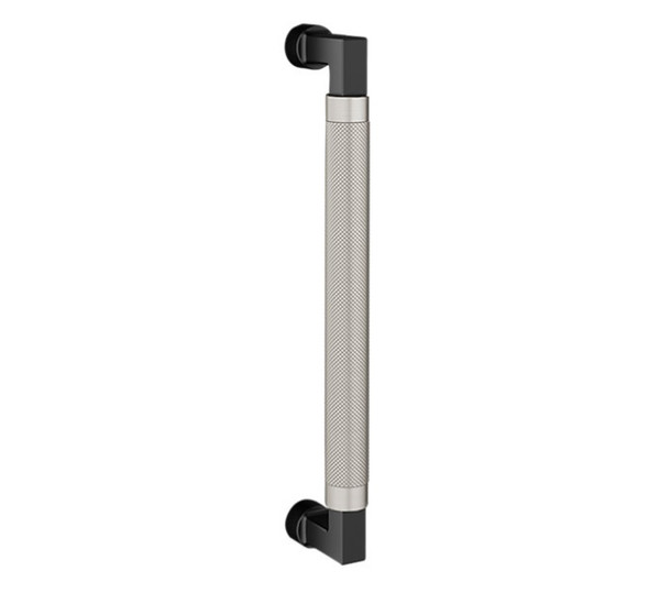 Baldwin 2582M06 10" Contemporary Knurled Grip Door Pull with Lifetime Satin Nickel Pull Grip On The Satin Black Finish