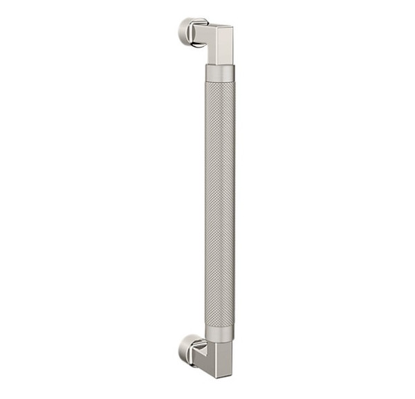 Baldwin 2582M10 10" Contemporary Knurled Grip Door Pull with Lifetime Satin Nickel Pull Grip On The Lifetime Bright Nickel Finish