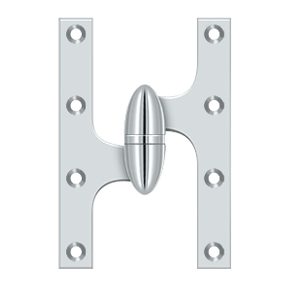 Deltana OK6040B26-L Polished Chrome 6" x 4" Olive Knuckle Brass Hinge (Left)