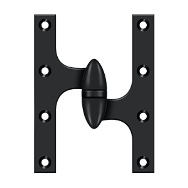 Deltana OK6045B19-R Satin Black 6" x 4-1/2" Olive Knuckle Brass Hinge (Right)