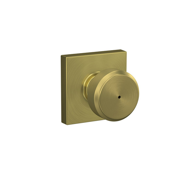 Schlage F40BWE608COL Satin Brass Privacy Bowery Style Knob with Collins Rose