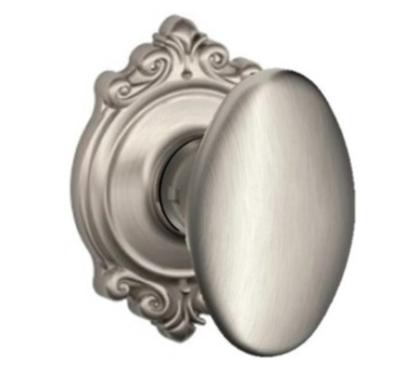 Schlage F10SIE619BRK Satin Nickel Passage Siena Style Knob with Brookshire Rose